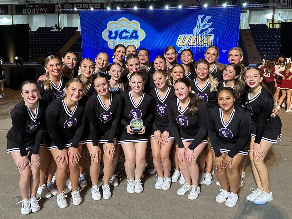 The Cheer team, after qualifying for Nationals during the Colorado Regionals.